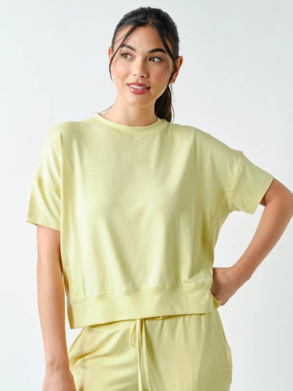 Mono B Brushed Hacci Short Set - Yellow
